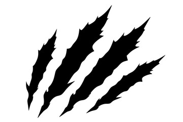 Claw mark vector silhouette set. Claws beast ripped marks.