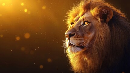 Naklejka premium Majestic Lion in a Realistic Digital Painting