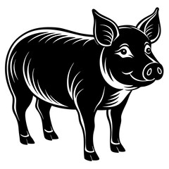 black and cartoon of a pig