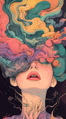 An image depicting the emotions of  depression,anxiety,OCD,fear,stress and poor mental health,generated by AI