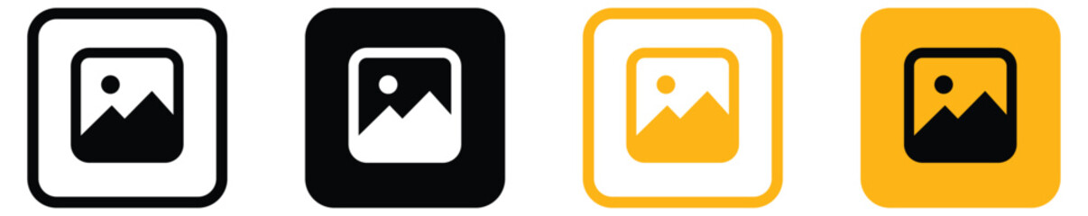 Gallery icon vector, silhouette of an image, Photo album icon, Picture icons set vector.