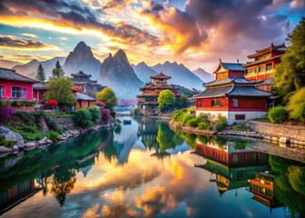 Fototapeta premium Captivating Travel Moments: Serene Landscapes and Vibrant Cultures Across the Globe Await You