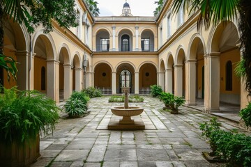 Neoclassical Church Courtyard: Emblem of Sacred Heritage and Architectural Beauty