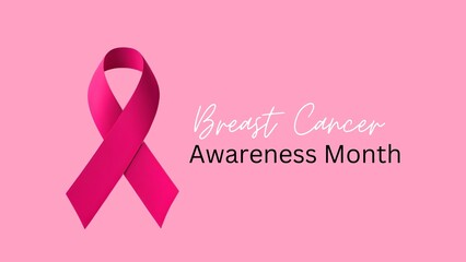 Breast cancer awareness campaign banner background with pink ribbon.