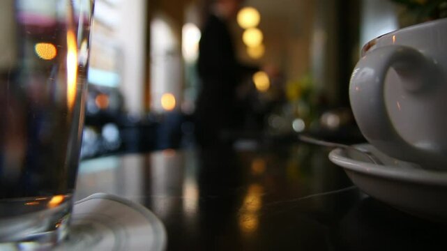 Coffee at coffee shop in the center of the city
