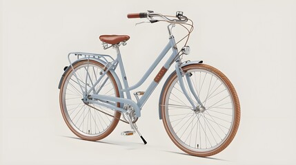 Fototapeta premium Vintage Blue Bicycle with Brown Saddle and Tires City Bike Retro Urban Cycling