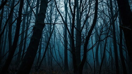 forest of shadows dark twisted trees scary Halloween themed background