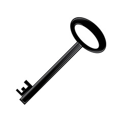 Vector key icon isolated on white background. Key icon. Lock or unlock sign. Padlock. Lock symbol. Unblock. Password icon. Access sign. Private access. Logo template. Safety symbol. Door key.