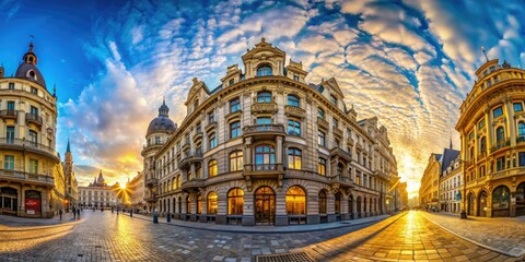 Naklejka premium Breathtaking Beaux Arts architecture features intricate facades and sophisticated design elements, enhancing the city's skyline with its timeless elegance and artistic grandeur.