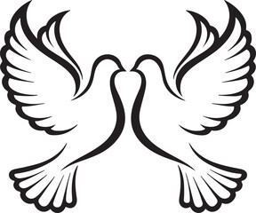 Two Peaceful Doves Embracing in Elegant Black and White Design