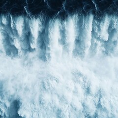 Close-up of powerful waterfall, water rushing with force, 3D illustration