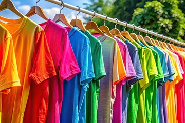 Bright summer T-shirts showcased in a stunning variety of colors, ideal for making stylish choices during warm weather and embracing the season's vibrant fashion trends.