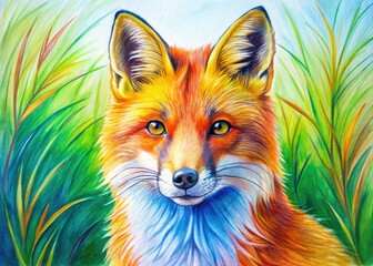 Obraz premium Charming fox doodle illustration ideal for children's art projects and nature-themed designs, adding a touch of whimsy and creativity to any playful setting.