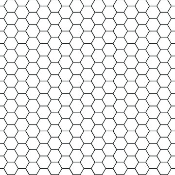 Honeycomb hexagonal seamless pattern. Texture bee comb grid. Grid design, vect or background. Simple texture. Flat vector illustration isolated on white background.