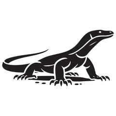 Komodo Dragon Silhouette Walking Forward vector