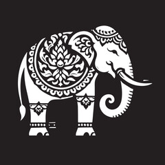 Decorative Elephant Silhouette Vector Art