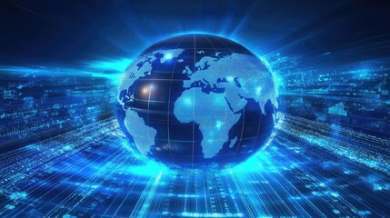 Fototapeta premium Global Technology Networking - AI Generated