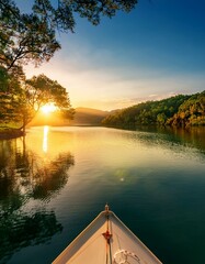 Romantic Evening on the Lake: Sunset Views from a Boat
