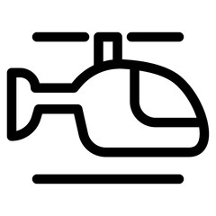 Helicopter Icon In Outline Style. Simple Plane Symbol Vector Illustration — Pixel-perfect Icon.