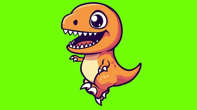 Cute Cartoon Running T Rex, looped animation Green screen video