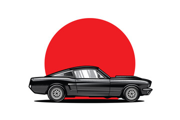 Original vector retro car prin. American muscle car. T-shirt design.