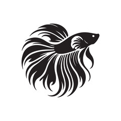 Betta Fish Silhouette with Flowing Fins vector