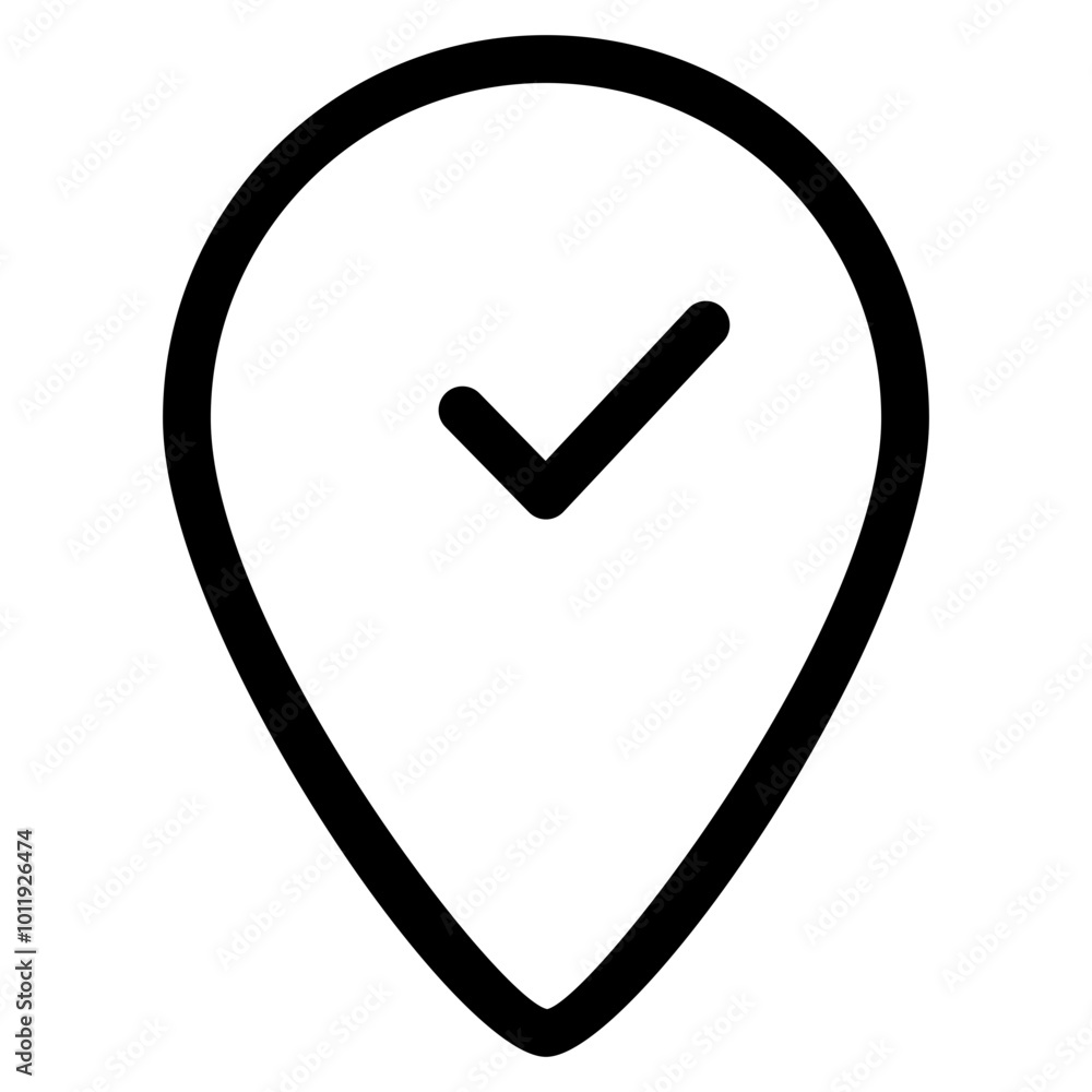 Poster verified location icon in outline style. simple pin map symbol vector illustration — pixel-perfect i
