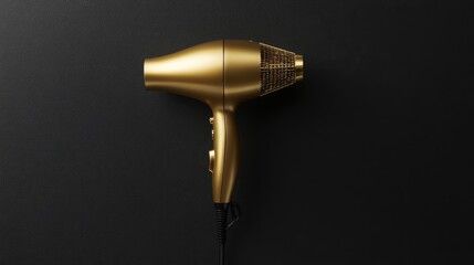 Golden Hair Dryer Flat Lay - AI Generated