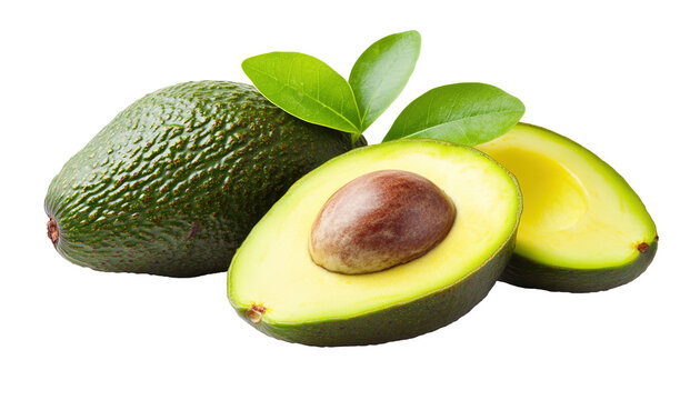 Fresh avocados isolated on transparent background.