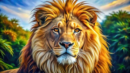 Naklejka premium Detailed Lion Drawing Reference for Artists â€“ Realistic Sketch Illustration of Wild Animal Features