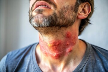 Obraz premium Close-up images of inflamed throat tissue showcasing strept throat symptoms and medical concerns