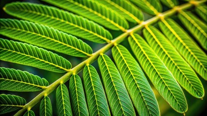 Close-up of Acacia Auriculiformis Leaf Showcasing Intricate Veins and Vibrant Green Coloration