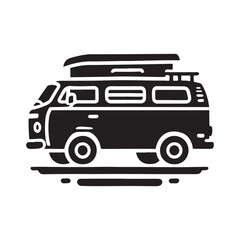 Camper Van Silhouette for Travel vector