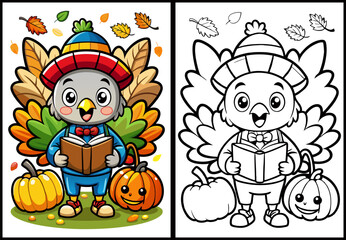 cute halloween coloring page vector illustration