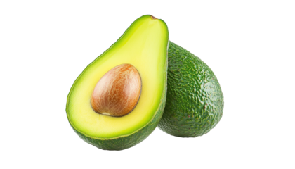 Sliced ​​avocado on a transparent background.