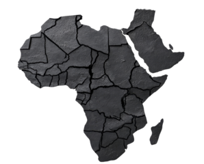 Relief map of Africa in black color. Transparent background