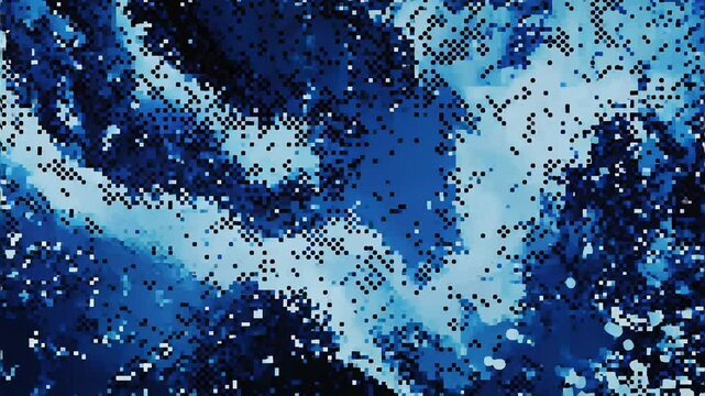 Dynamic Abstract Blue and Black Digital Pixel Art Animation