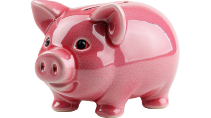 A pink piggy bank cut out in PNG format, ideal for financial illustrations, savings concepts, and budgeting projects. This adorable piggy bank image adds a playful touch to any financial-themed