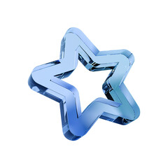 3D Glass Line Star Icon Blue Gradient Light 