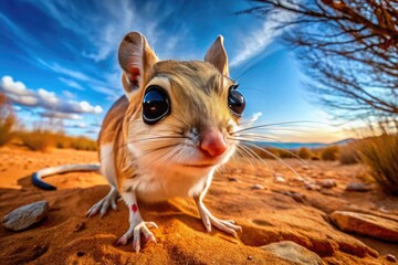 Close-Up of an Arizona Kangaroo Rat in its Natural Desert Habitat During the Golden Hour Light