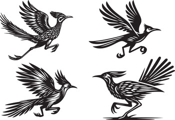 Fototapeta premium roadrunner vector illustration silhouette image icon