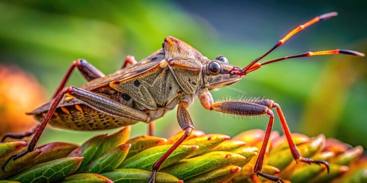 Close-up of Arilus cristatus, the Wheel Bug, showcasing unique features in natural habitat setting