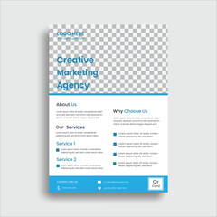 Three colors modern green flyer template design or poster, brochure, template business flyer design, with geometric shapes in A4 size