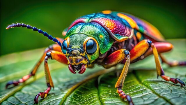 Close-up of a Tabano Insect on a Leaf Showcasing Its Unique Features and Intricate Patterns