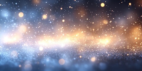 Fototapeta premium This elegant abstract background features a mix of dazzling bokeh lights in warm golden and cool blue tones, creating a mesmerizing and dreamy atmosphere. perfect for festive events, celebrations, and