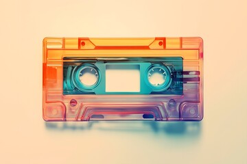 A colorful retro cassette tape isolated on a bright background