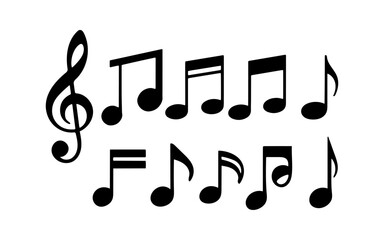 Music Notes Icon Set Isolated on Transparent Background Vector Illustration of Musical Symbols