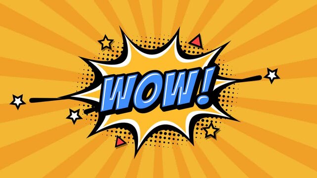 WOW! - Text Animation With Pop Art Comic Style, Alpha channel, Transparent background or green background, Video 4K