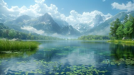 Serene Mountain Lake Landscape Photography