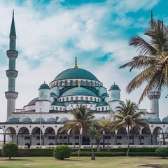 Fototapeta premium blue mosque city, Friday, mosque, masjid, blue sky